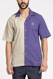 grey- purple color diagonal cut unisex shirt