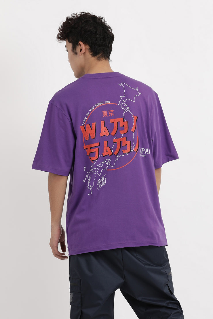 Purple oversized unisex graphic print t-shirt