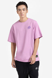 Purple color oversized unisex t-shirt with back & front graphic print