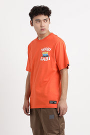 Orange color oversized printed unisex t-shirt