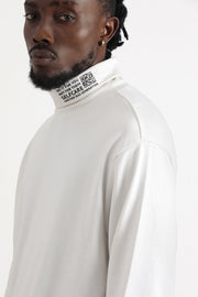 White color turtle neck oversized unisex hoodie without cap