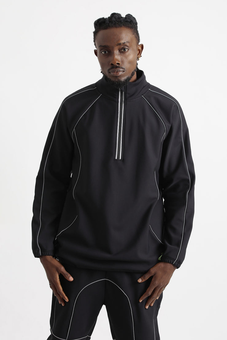 ABG Mens Black with Reflective Piping BMS Sweat Jacket