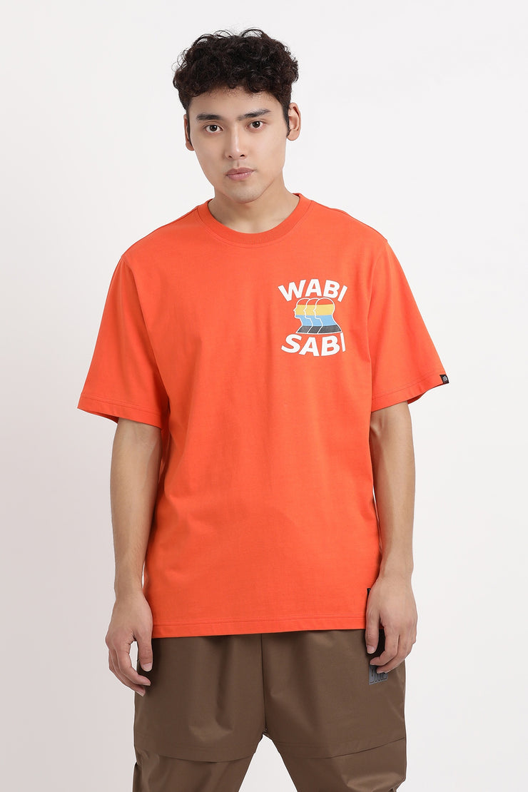 Orange color oversized printed unisex t-shirt