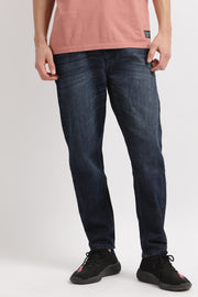 Blue color tapered fit unisex denim jeans