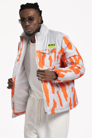 ABG Mens Nimbus Cloud-Neon Orange BMS Puffer Jacket