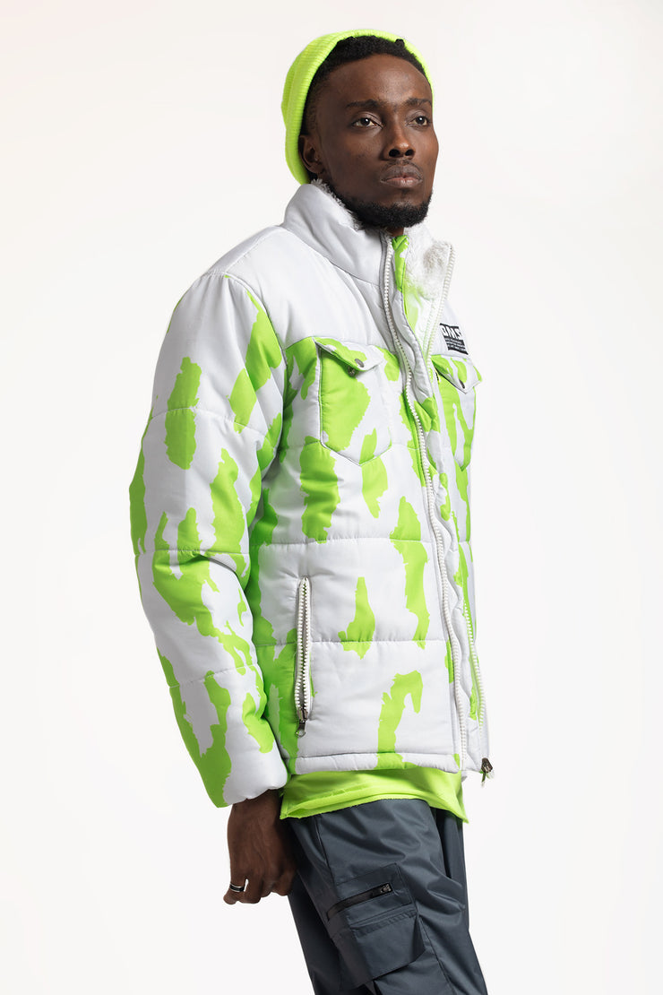 ABG Mens Nimbus Cloud-Neon Green BMS Puffer Jacket