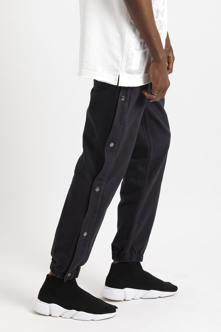 Grey color side button denim pants