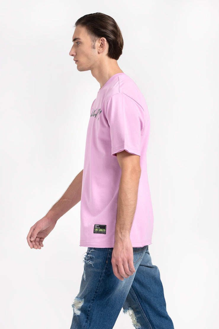 Pink color oversized reflective unisex t-shirt