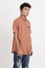 dust rose stitch detail half shirt color with back print