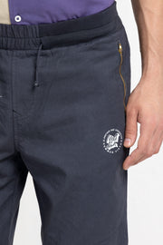 Grey twill joggers track pants with side zippers