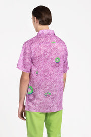 purple unisex printed half sleeves shirt