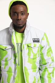 ABG Mens Nimbus Cloud-Neon Green BMS Puffer Jacket