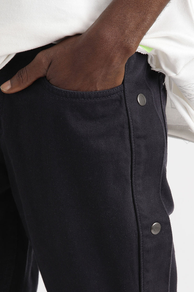 Grey color side button denim pants
