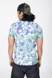 ABG Womens Green-Purple Ice Tie-n-Dye Meltdown Print T-shirt