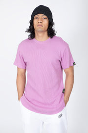 Solid Crew Neck Waffle Knit Tee