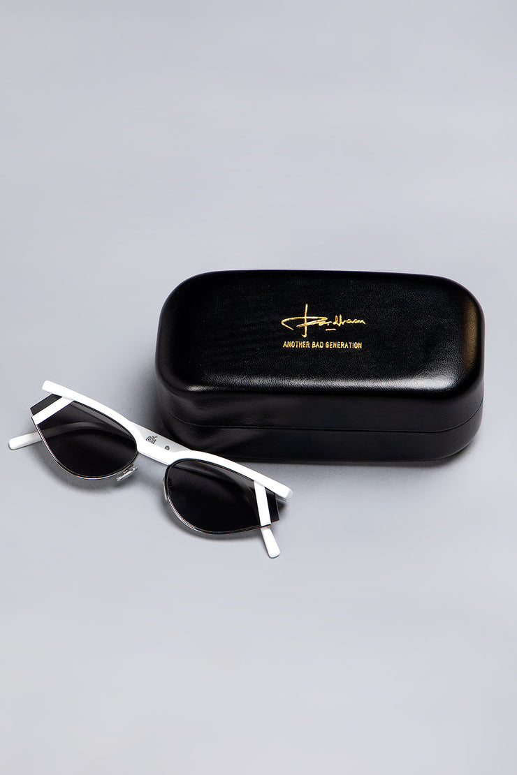 Black club master sunglasses with white frame and case