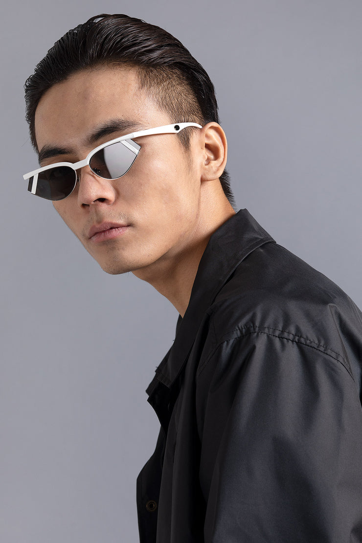 Black club master sunglasses with white frame