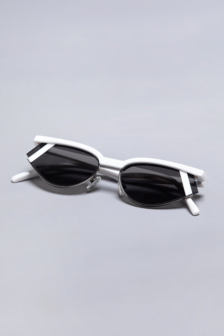 Black club master sunglasses with white frame