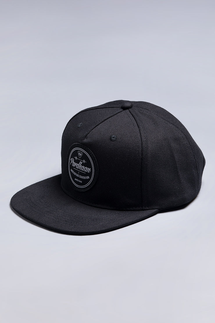Black snapback cap