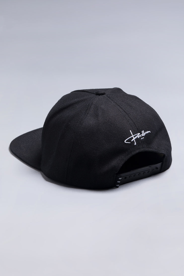 Black snapback cap