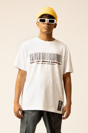 White Graphic Tee- Front Barcode Artwork